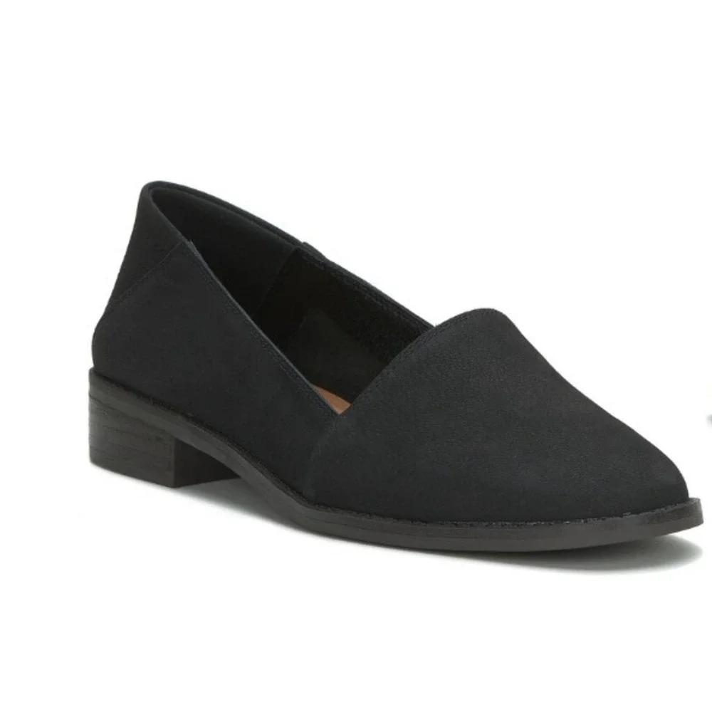 Lucky Brand® (Women's SIZE 7) Harping™ Flat in Black Nubuck Leather - $89
